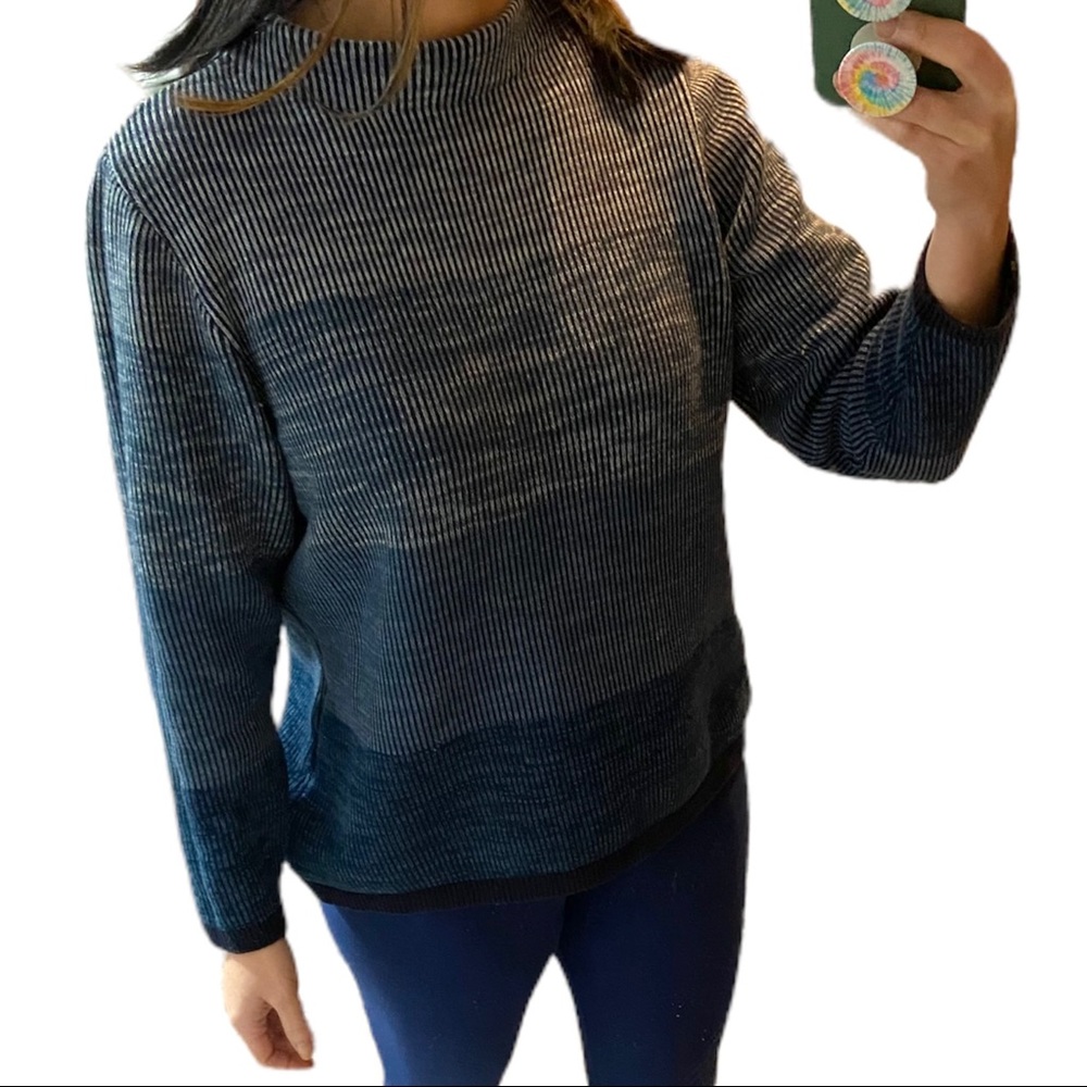 Blue color block sweater CJ Banks